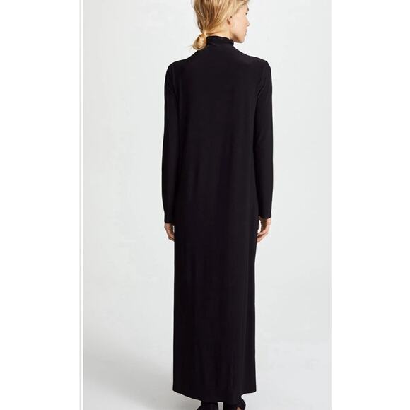 Norma Kamali Maxi Turtleneck Dress Gown Size S Black Stretch Minimalist Luxury - Picture 3 of 13